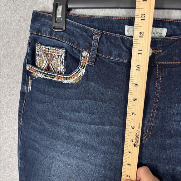 Cato Bootcut Southwest Aztec Jeans 14 Stretch Sequins Embroidered Rodeo Western - Picture 9 of 16